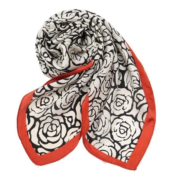 RESTOCKED Black, white, and orange Silky Neck Scarf - Picture 1 of 4